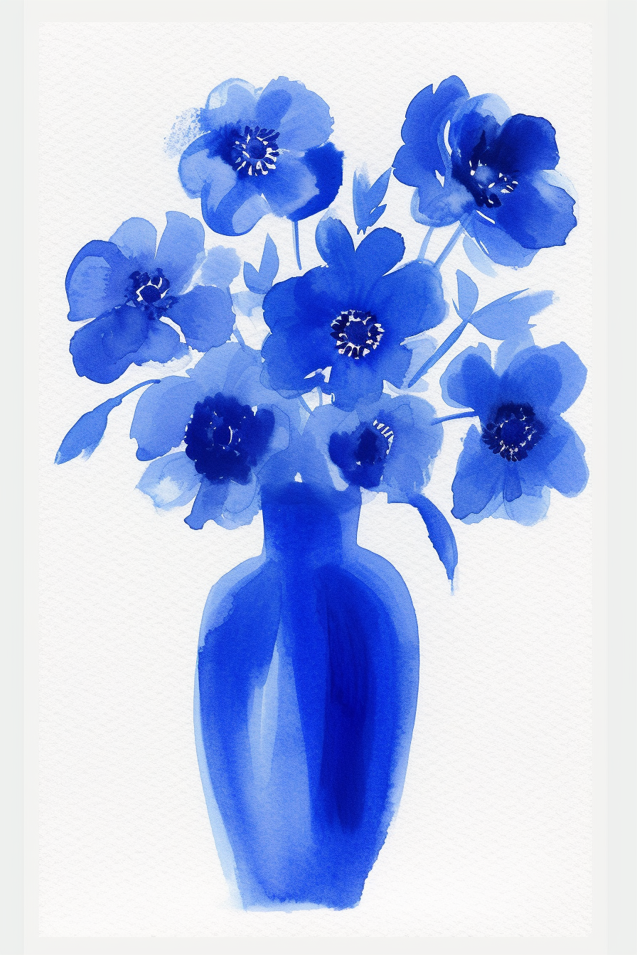 FASart, Blue Blossoms in a Blue Vase