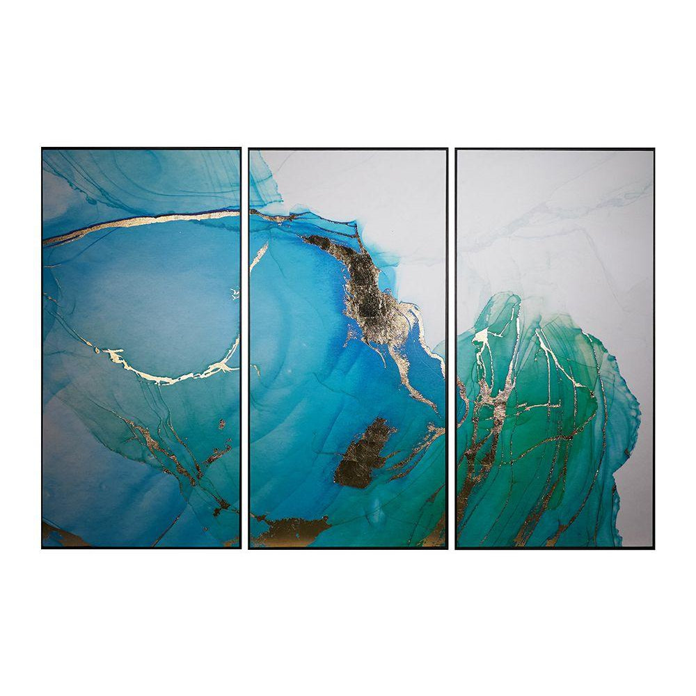 Sunpan, Blue Lagoon (Set Of 3) - 30" x 60" - Charcoal Floater Frame