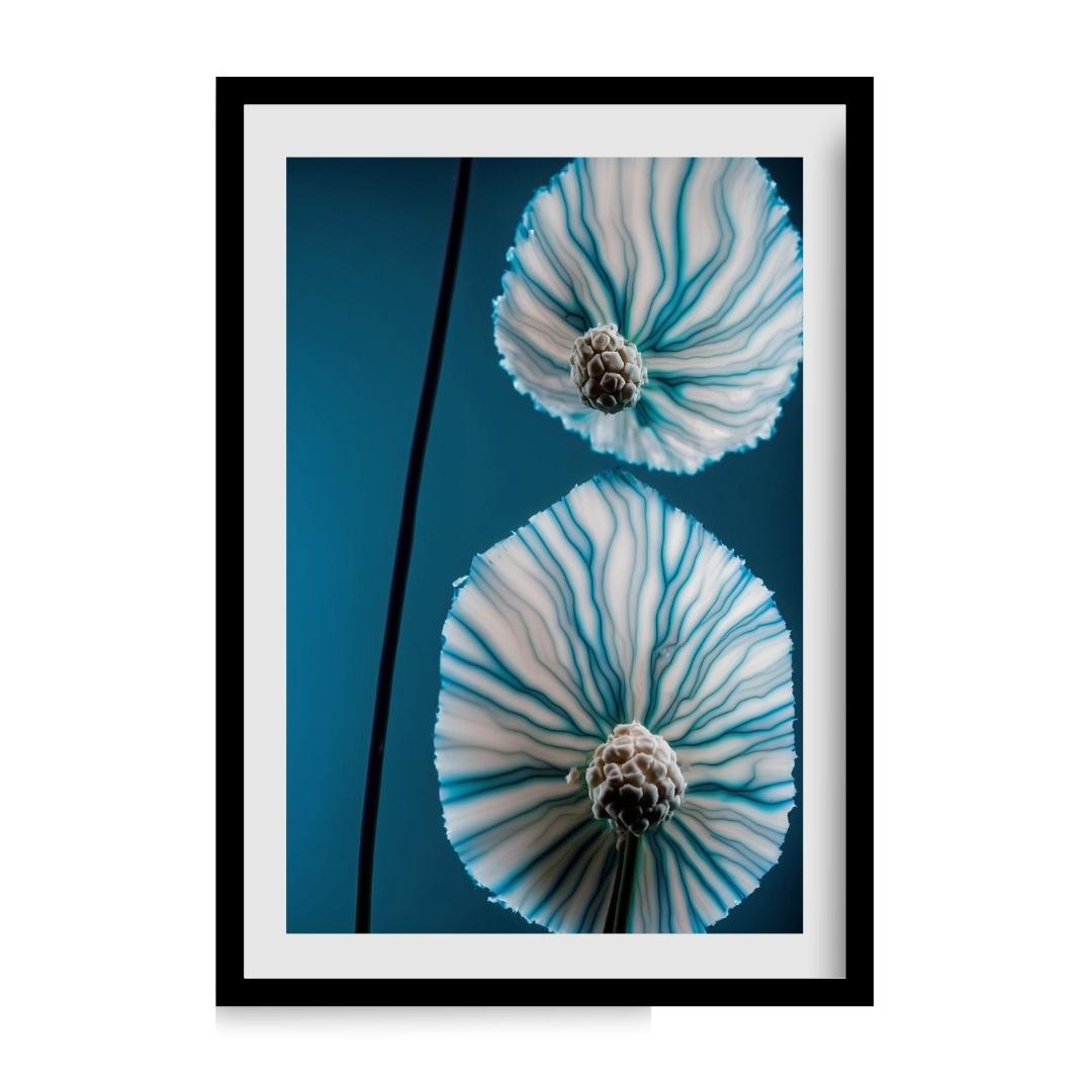 FASart, Blue Serenity: A Hand-Printed Image of Two Rounded Hanging Flowers - Limited Edition Print