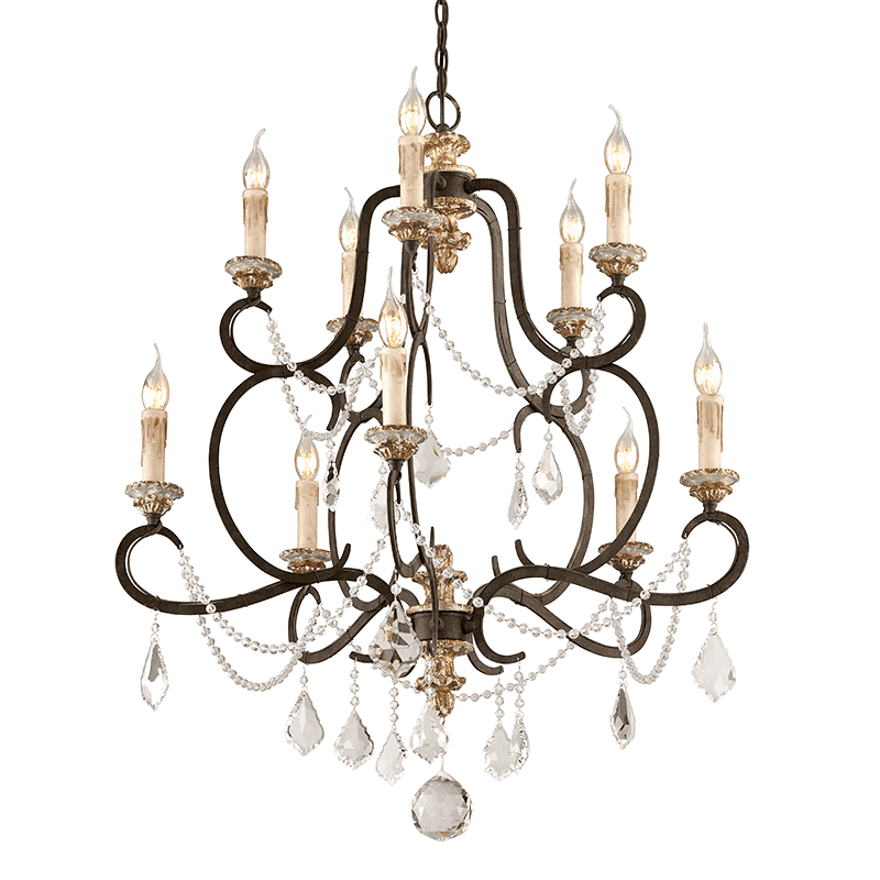 Troy Lighting, Bordeaux 10Lt Chandelier Medium Parisian Bronze