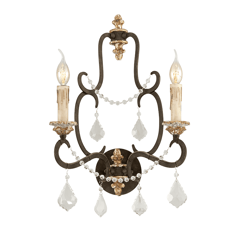 Troy Lighting, Bordeaux 2Lt Wall Sconce Parisian Bronze