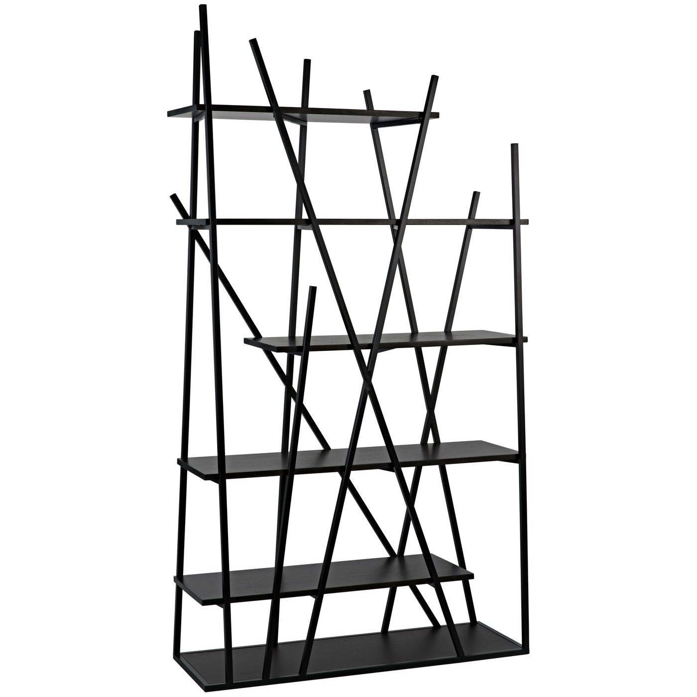 Noir, Botta Bookcase - Black Steel with Ebony Walnut