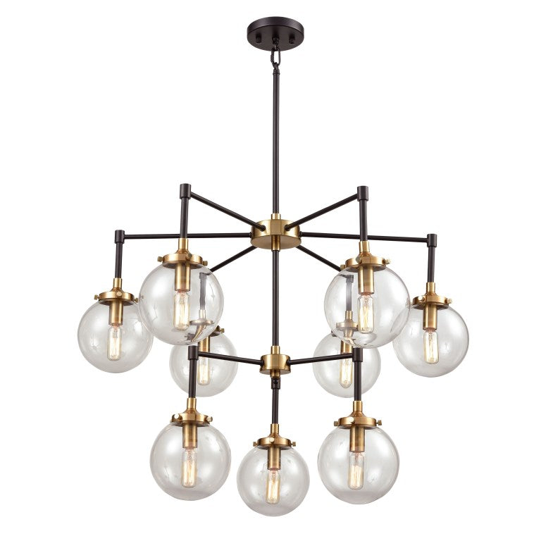 Elk Home, Boudreaux 30'' Wide 9-Light Chandelier - Matte Black with Antique Gold