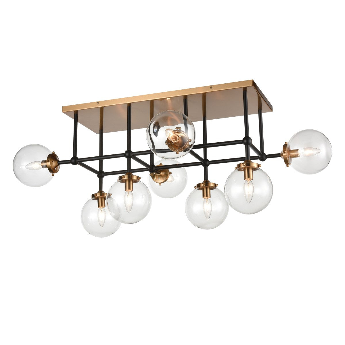 Elk Home, Boudreaux 42'' Wide 8-Light Semi Flush Mount - Matte Black with Antique Gold