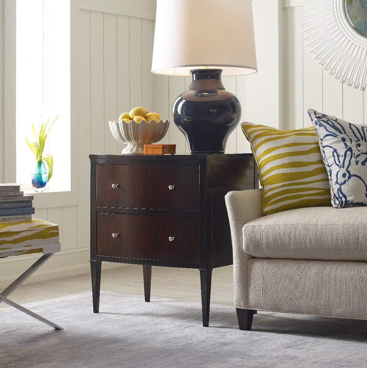 Woodbridge Furniture, Bow Front Bedside Chest