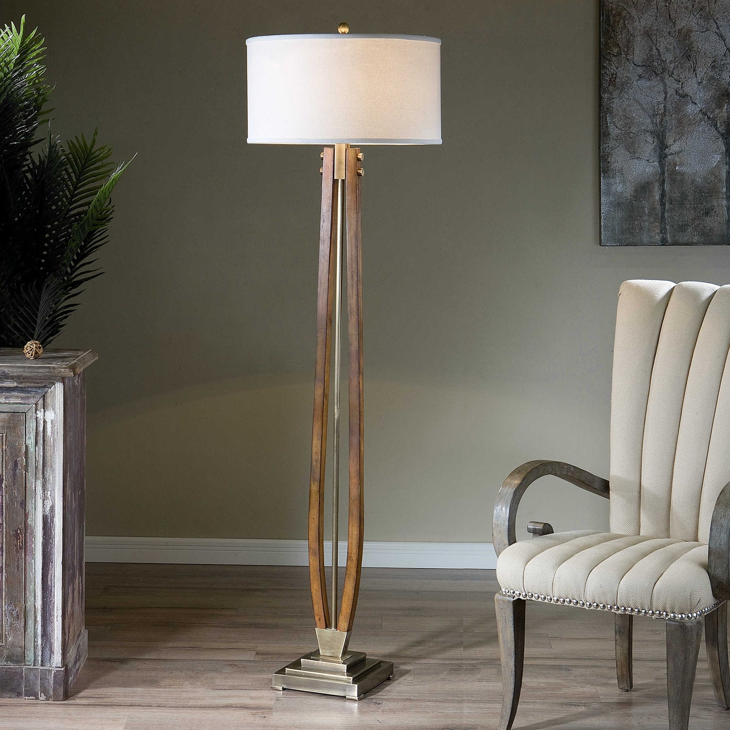 Uttermost, Boydton Burnished Wood Floor Lamp