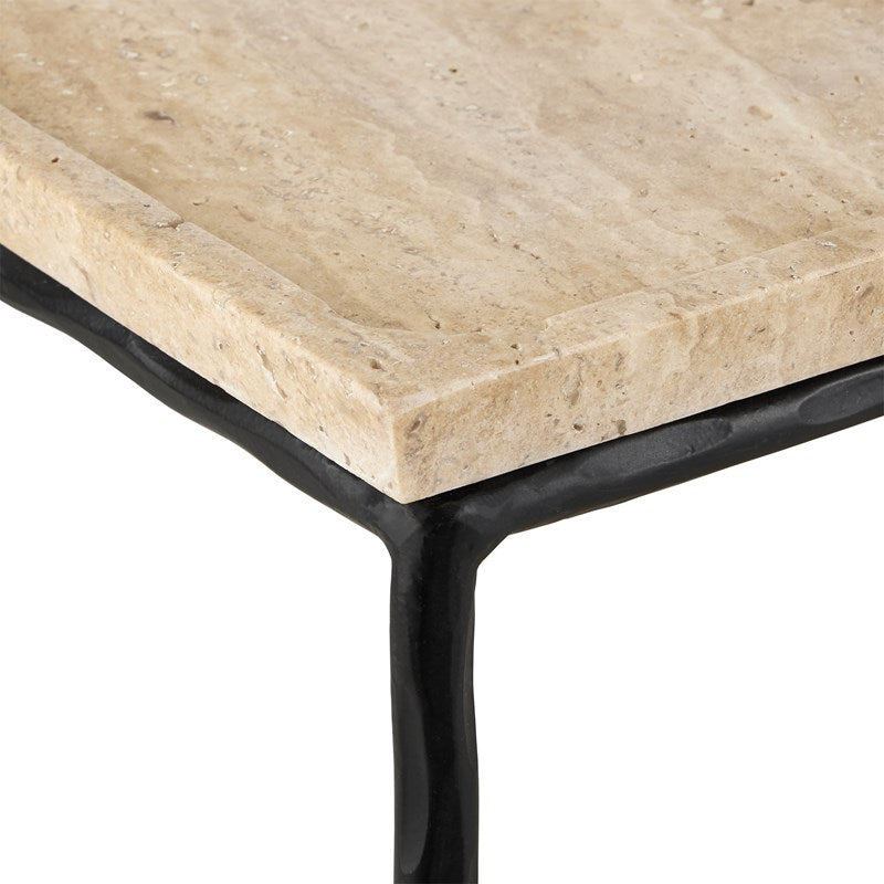 Currey, Boyles Travertine Side Table