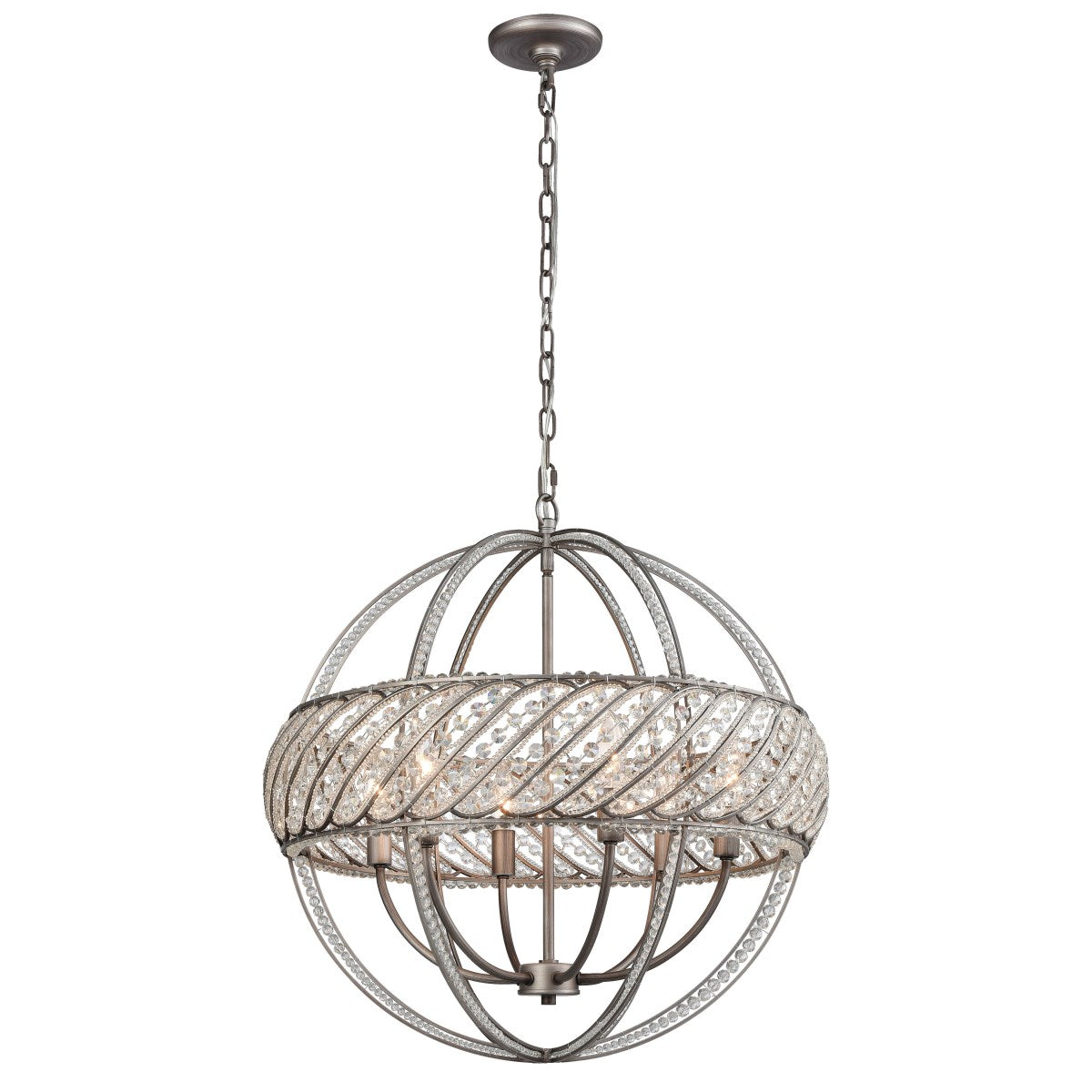 Elk Home, Bradington 23'' Wide 6-Light Chandelier - Weathered Zinc