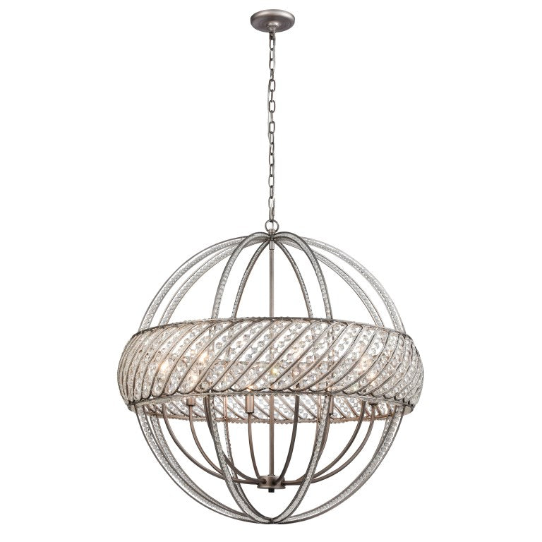 Elk Home, Bradington 32'' Wide 8 - Light Chandelier - Weathered Zinc