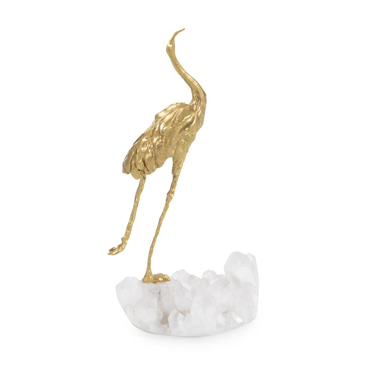 John Richard, Brass Crane and Quartz Sculpture