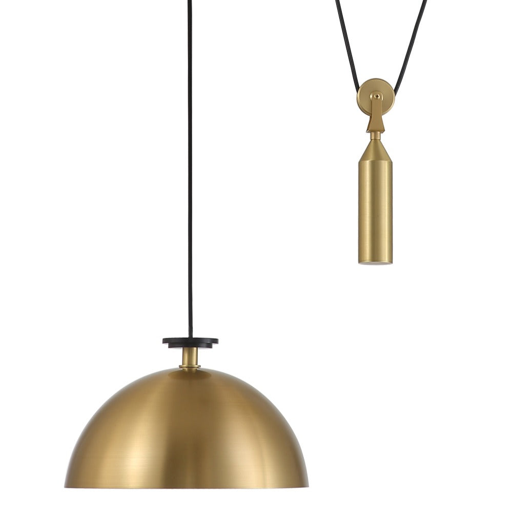 France & Son, Brass Dome Counterweight Pendant Light