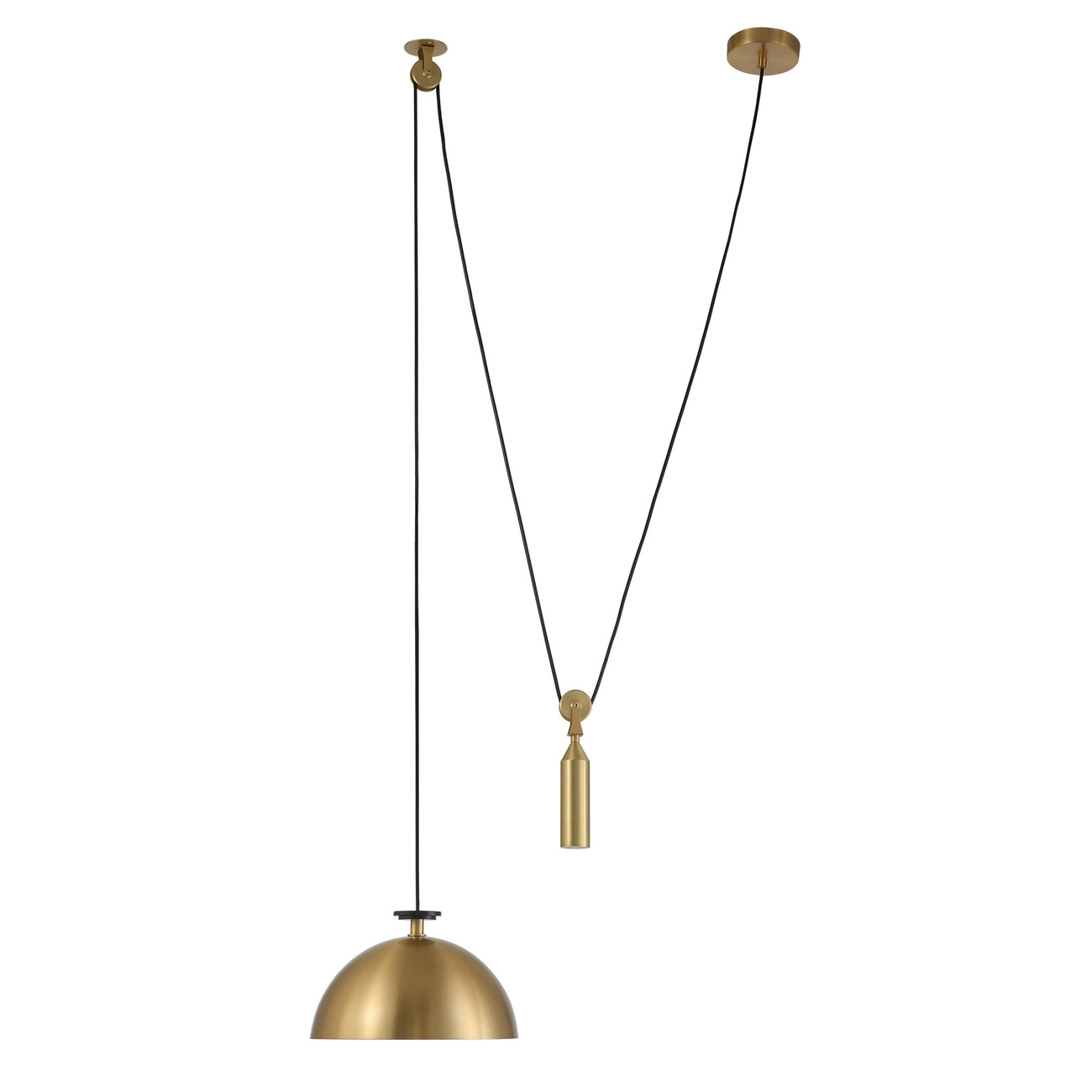 France & Son, Brass Dome Counterweight Pendant Light