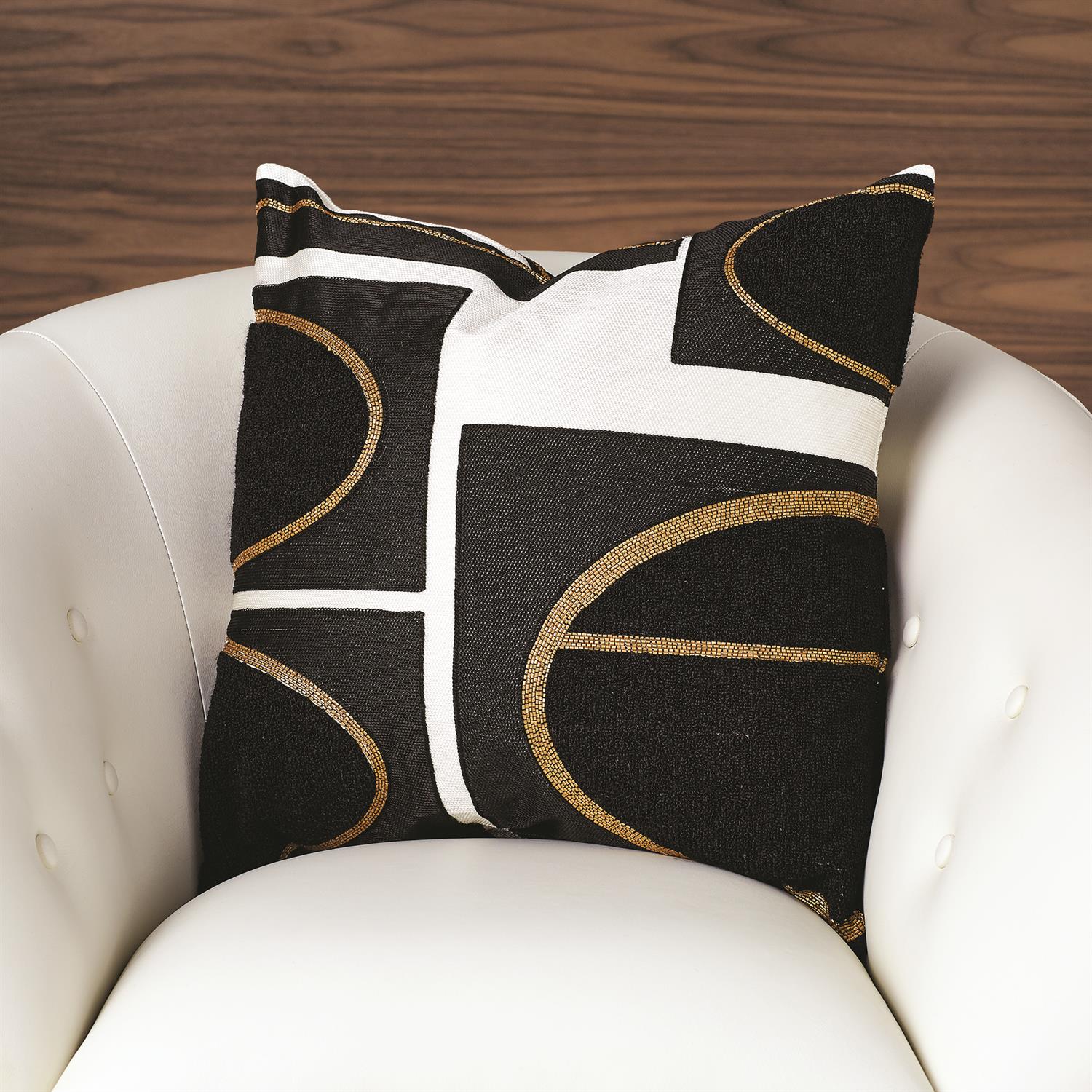 Global Views, Brass Loop Pillow - Beige/Black