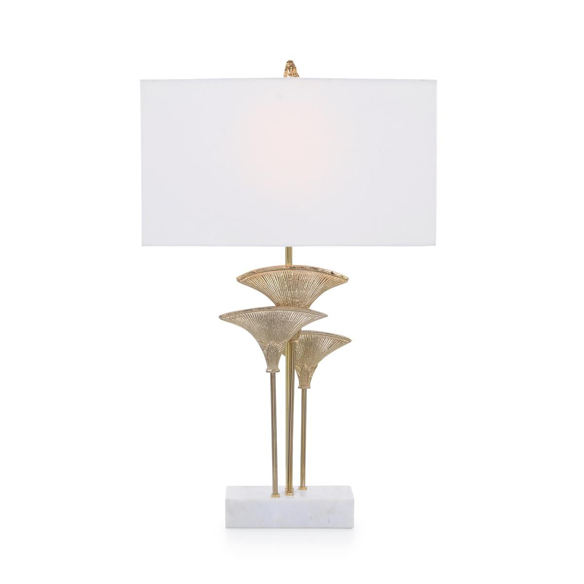 John Richard, Brass Papyrus Leaves Table Lamp