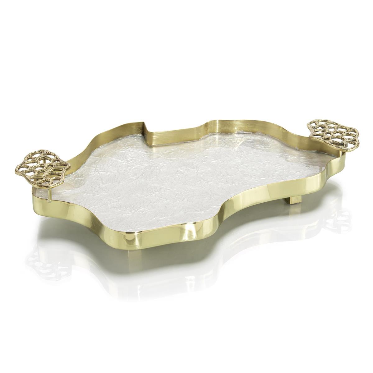 John Richard, Brass and Iridescent White Tray