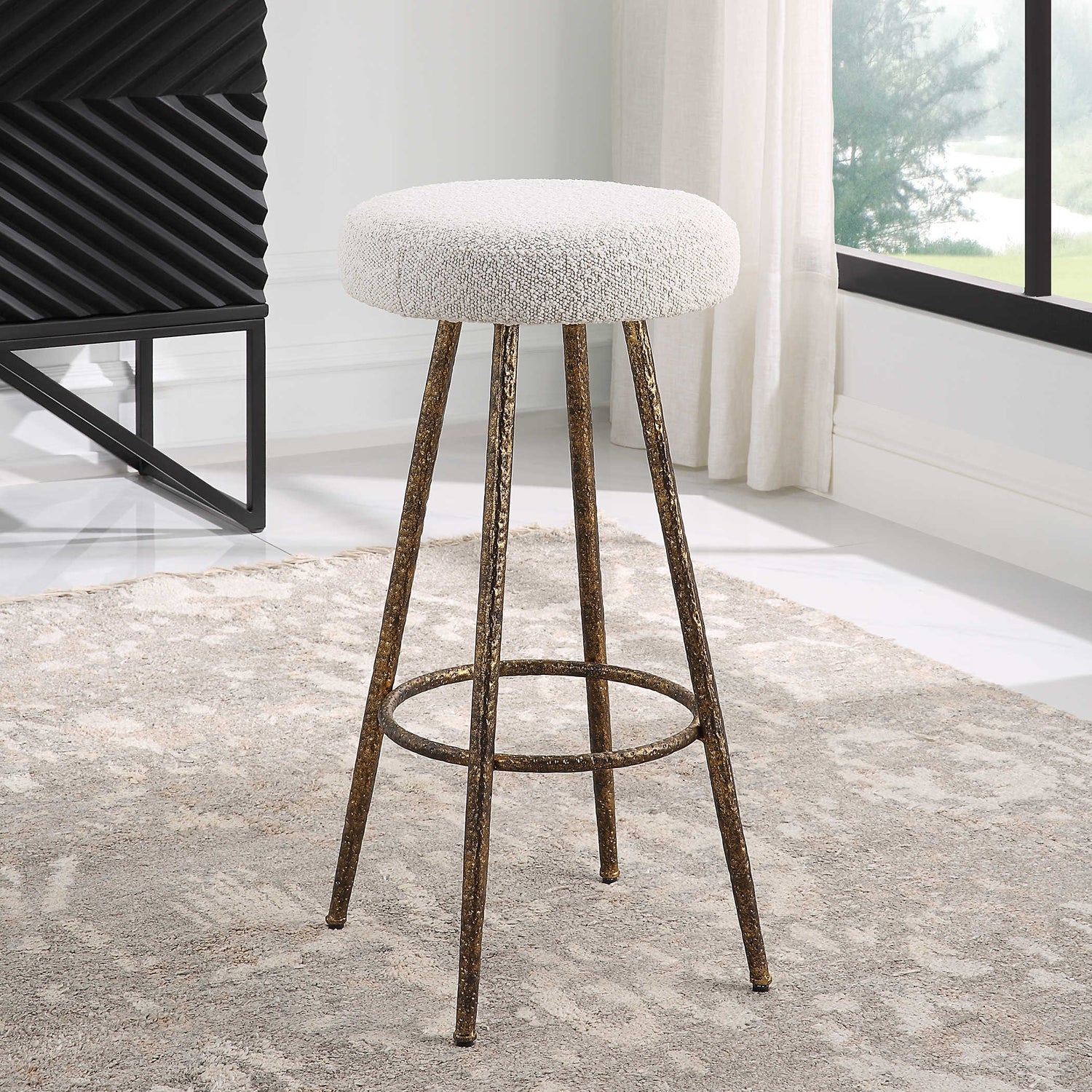 Uttermost, Braven Counter Stool - White Fabric