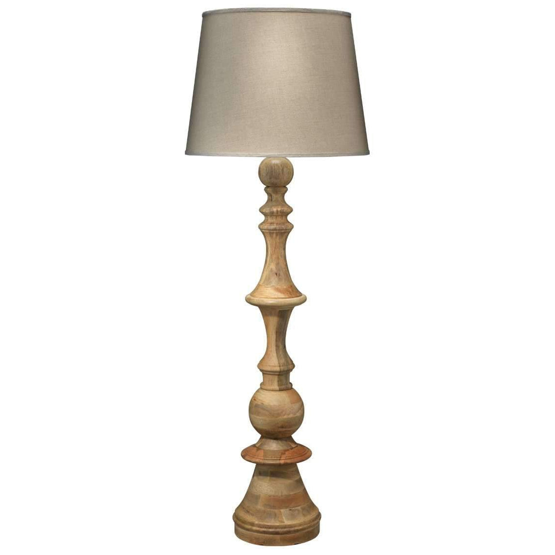 Jamie Young, Budapest Floor Lamp in Natural Wood with Extra Large Open Cone Shade in Natural Linen