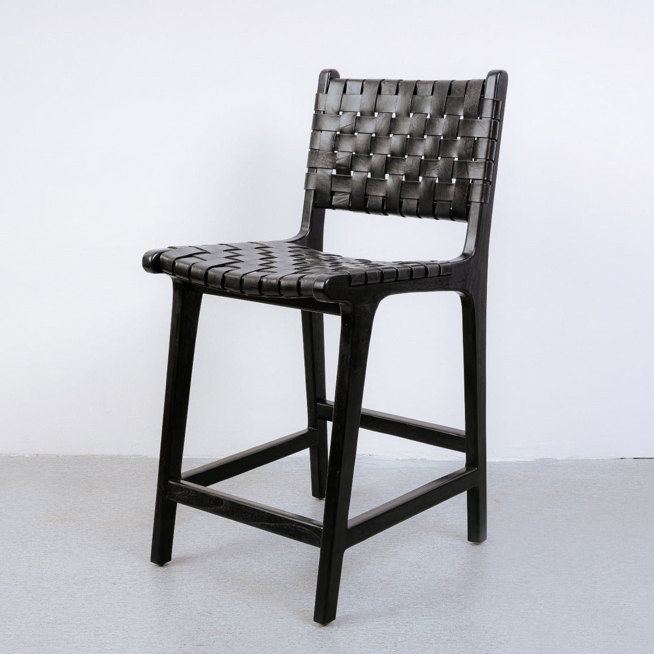 France & Son, Cahyo Woven Leather Counter Stool