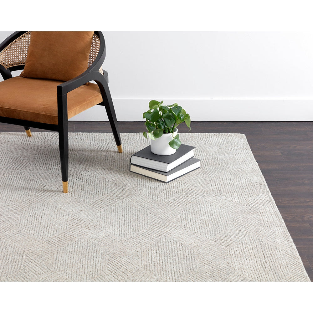 Sunpan, Calais Hand - Tufted Rug - Oatmeal / Grey - 6'' x 9''