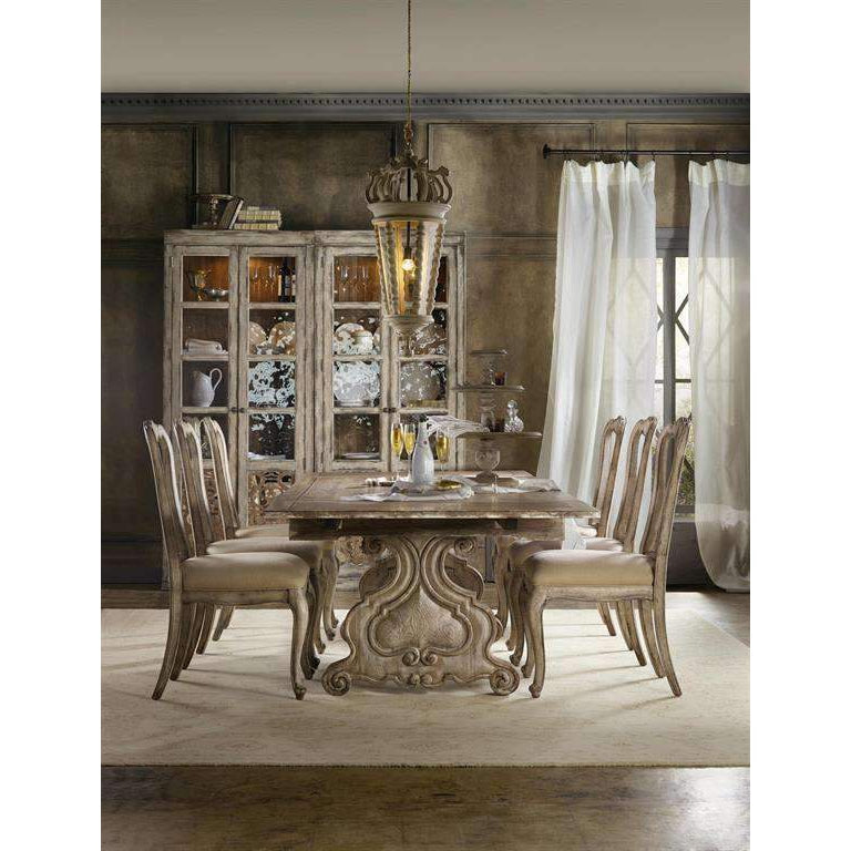 Hooker, Chatelet Refectory Rectangle Trestle Dining Table with Two 22'' Leaves