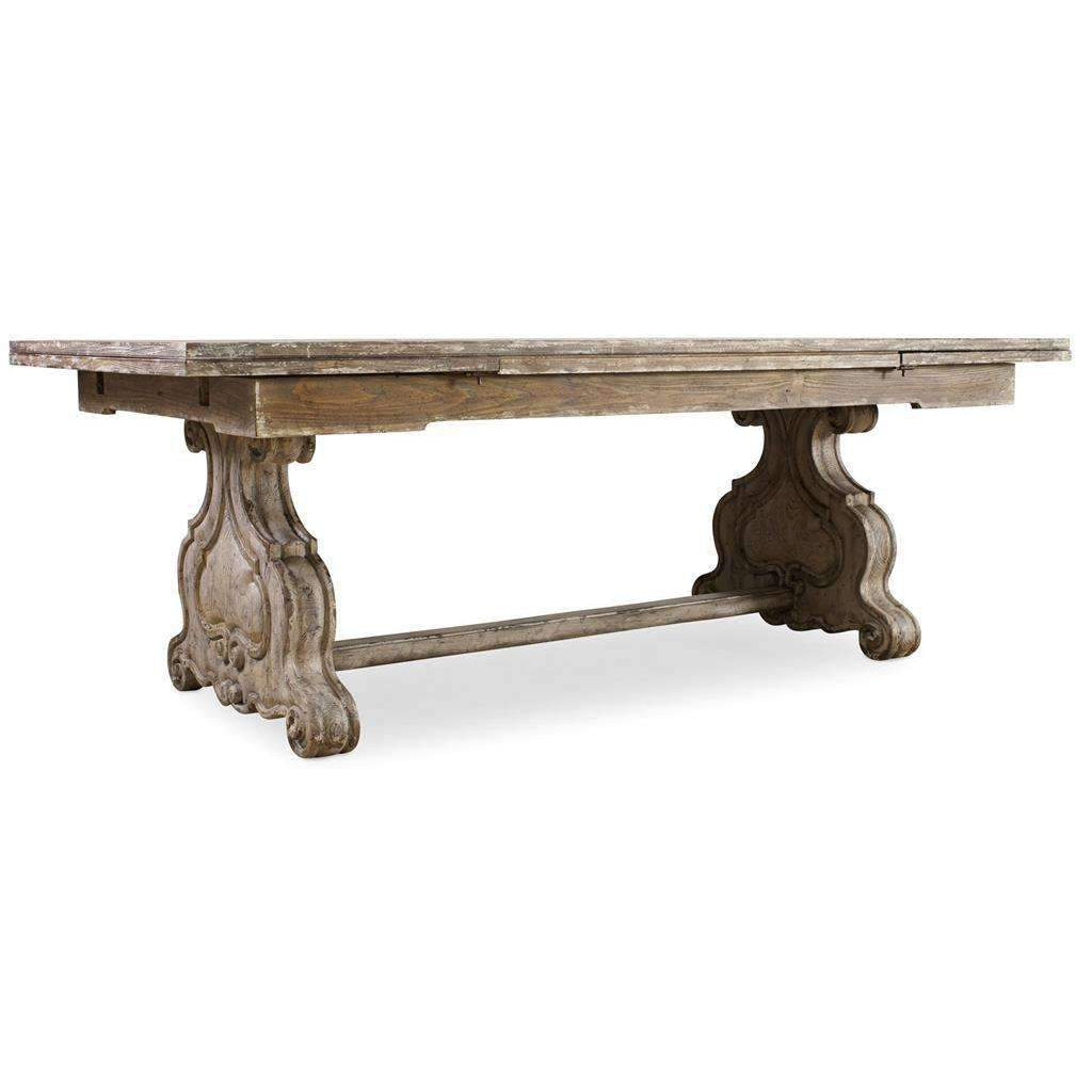 Hooker, Chatelet Refectory Rectangle Trestle Dining Table with Two 22'' Leaves