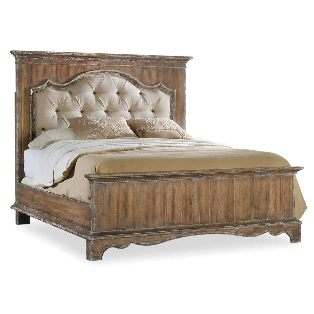 Hooker, Chatelet Upholstered Mantle Panel Bed - Light Wood