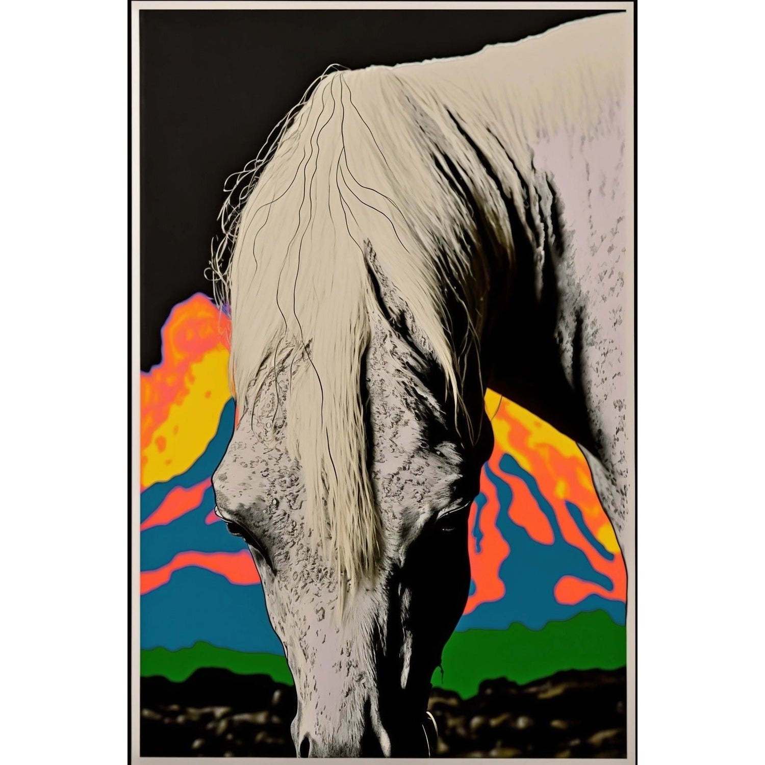 FASart, Chromatic Canter: A White Horse's Sojourn - Limited Edition Print