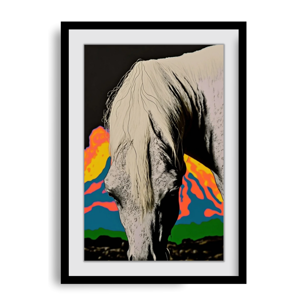 FASart, Chromatic Canter: A White Horse's Sojourn - Limited Edition Print