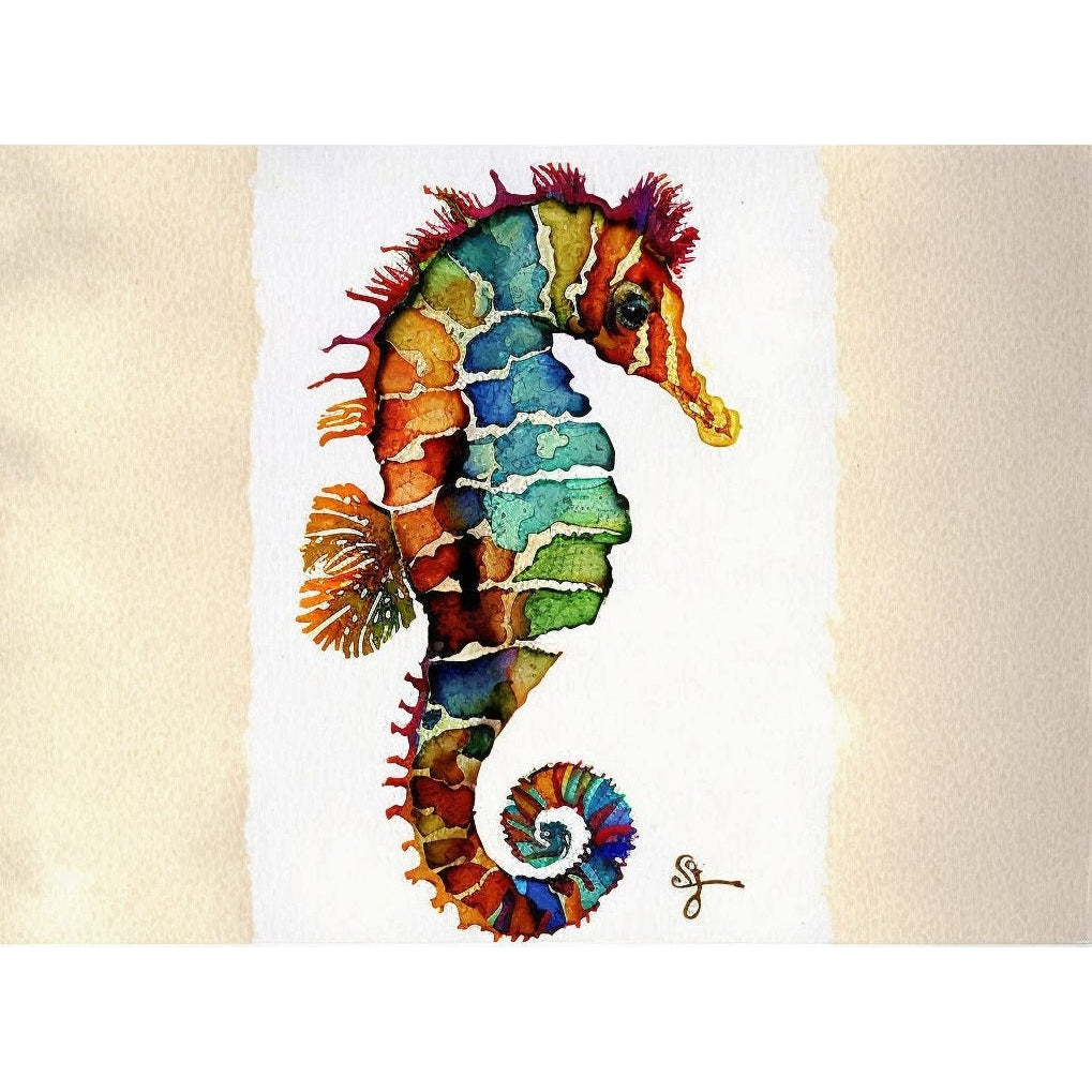 FASart, Chromatic Seahorse: A Vibrant Underwater World - Limited Edition Print