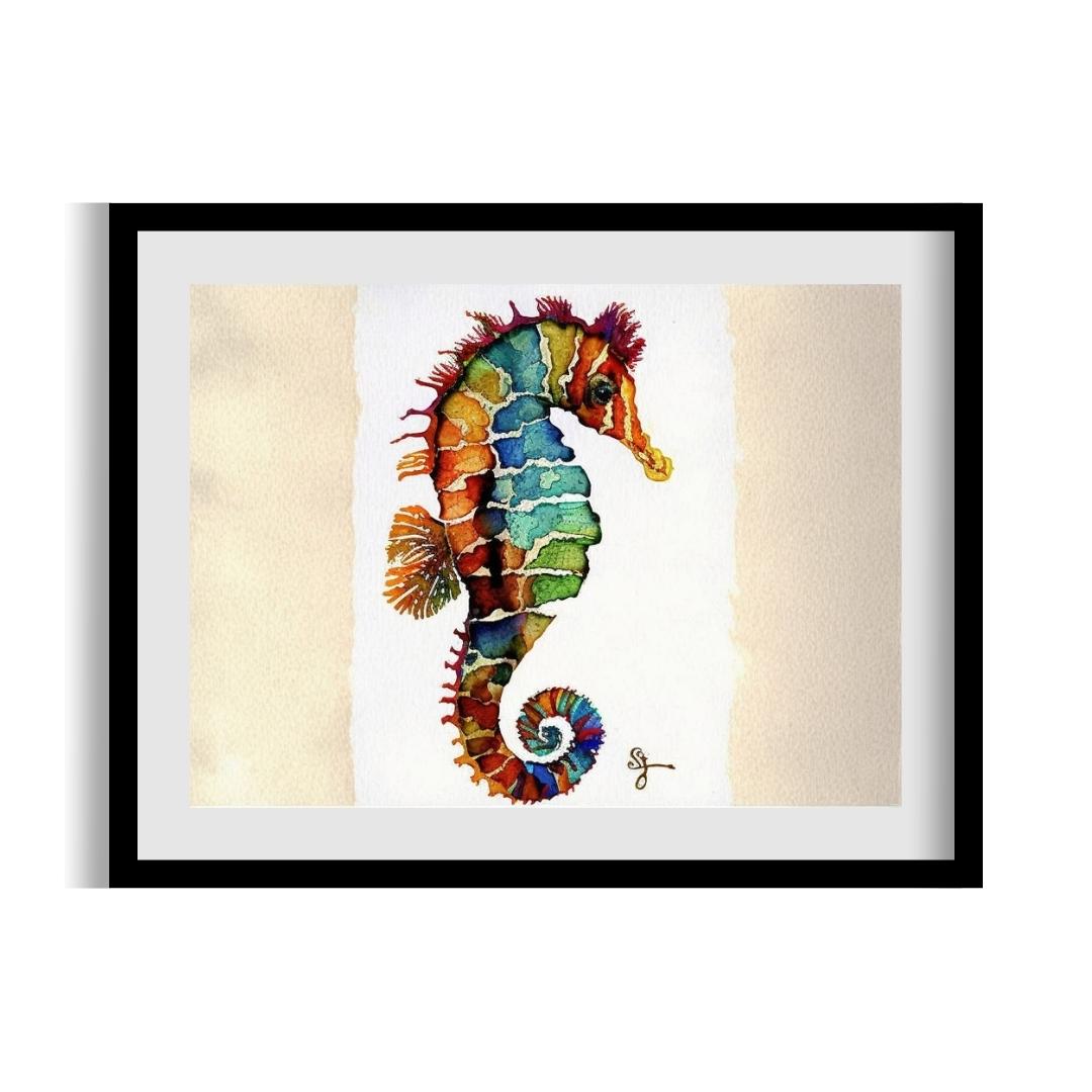 FASart, Chromatic Seahorse: A Vibrant Underwater World - Limited Edition Print