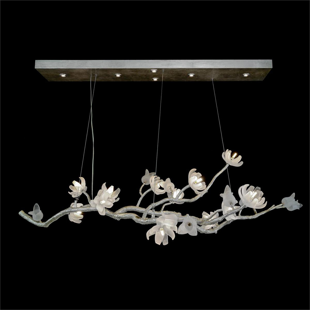 John Richard, Churippu Magnolia & Tulip Glass Oblong Thirteen - Light Chandelier