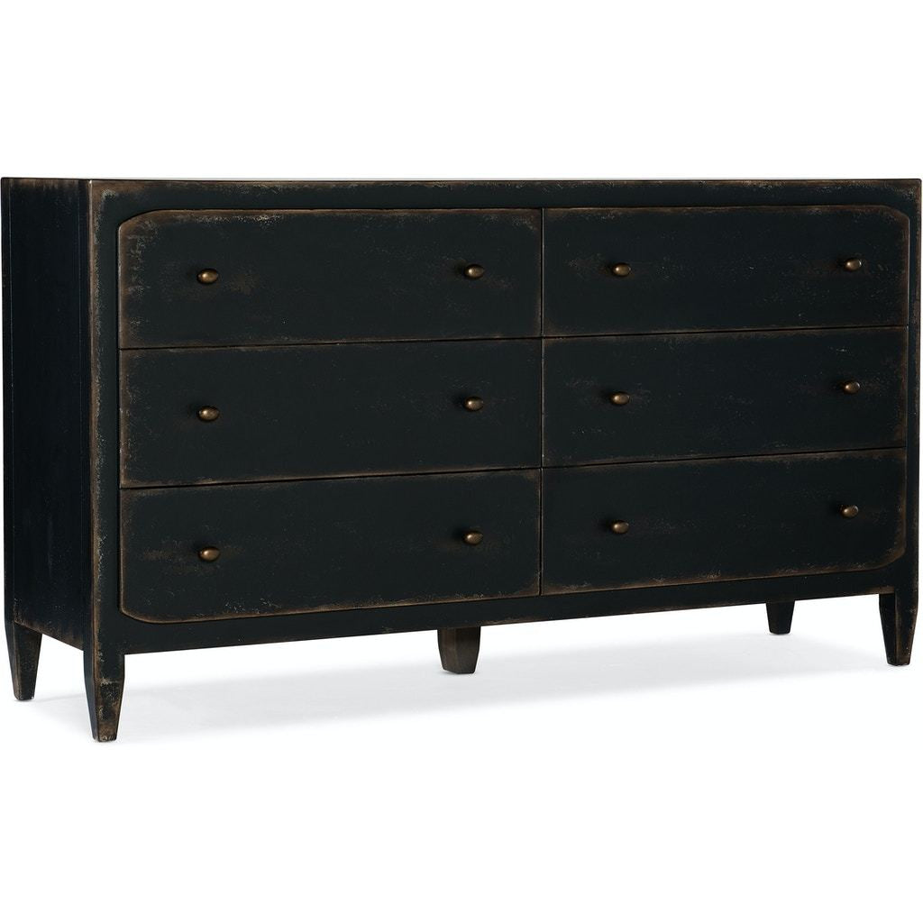 Hooker, Ciao Bella Six-Drawer Dresser- Black