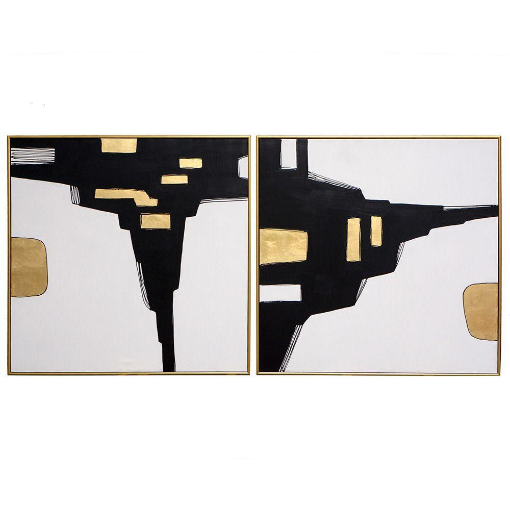 Sunpan, City Life (Set Of 2) - 48" x 48" - Gold Floater Frame