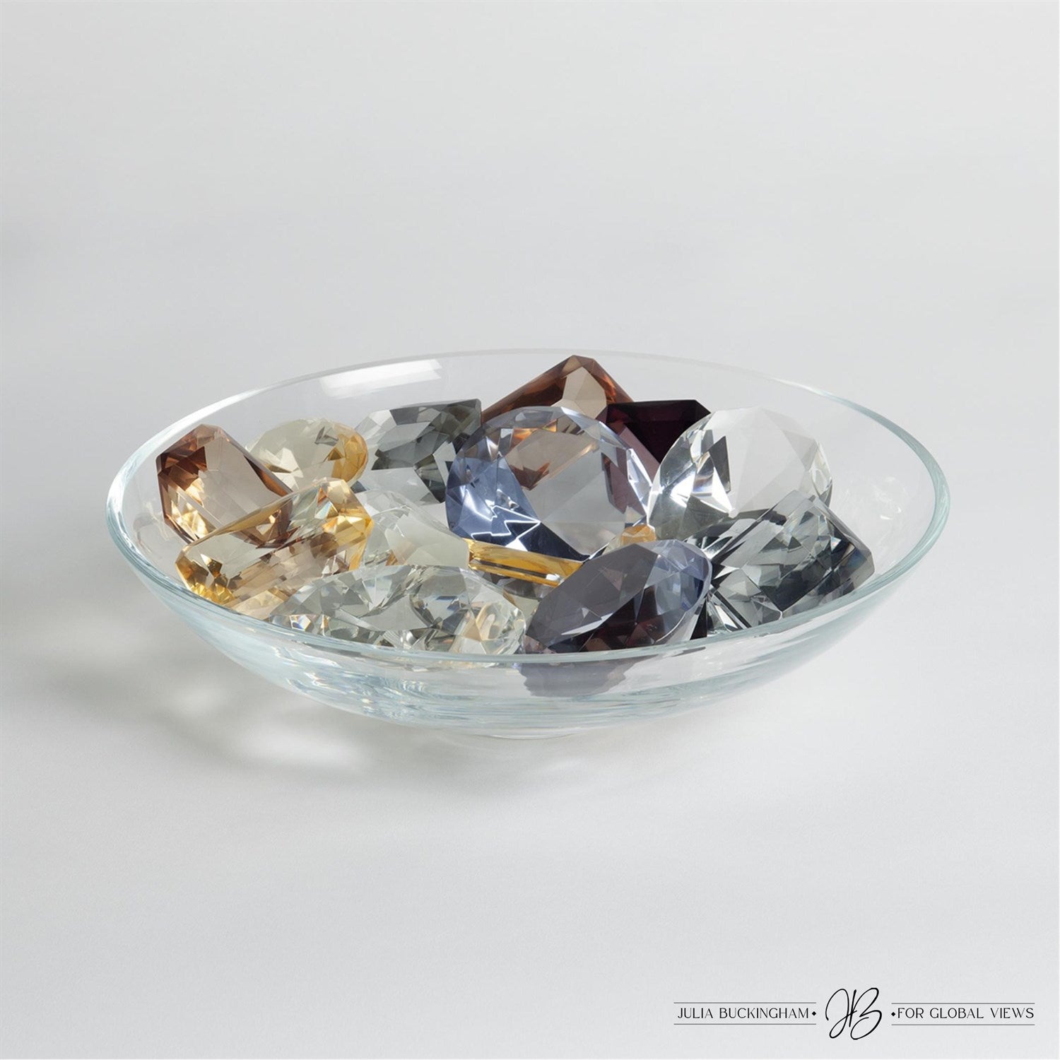 Global Views, Clear Bowl w/18 Oxford Jewels - Two of Each Color