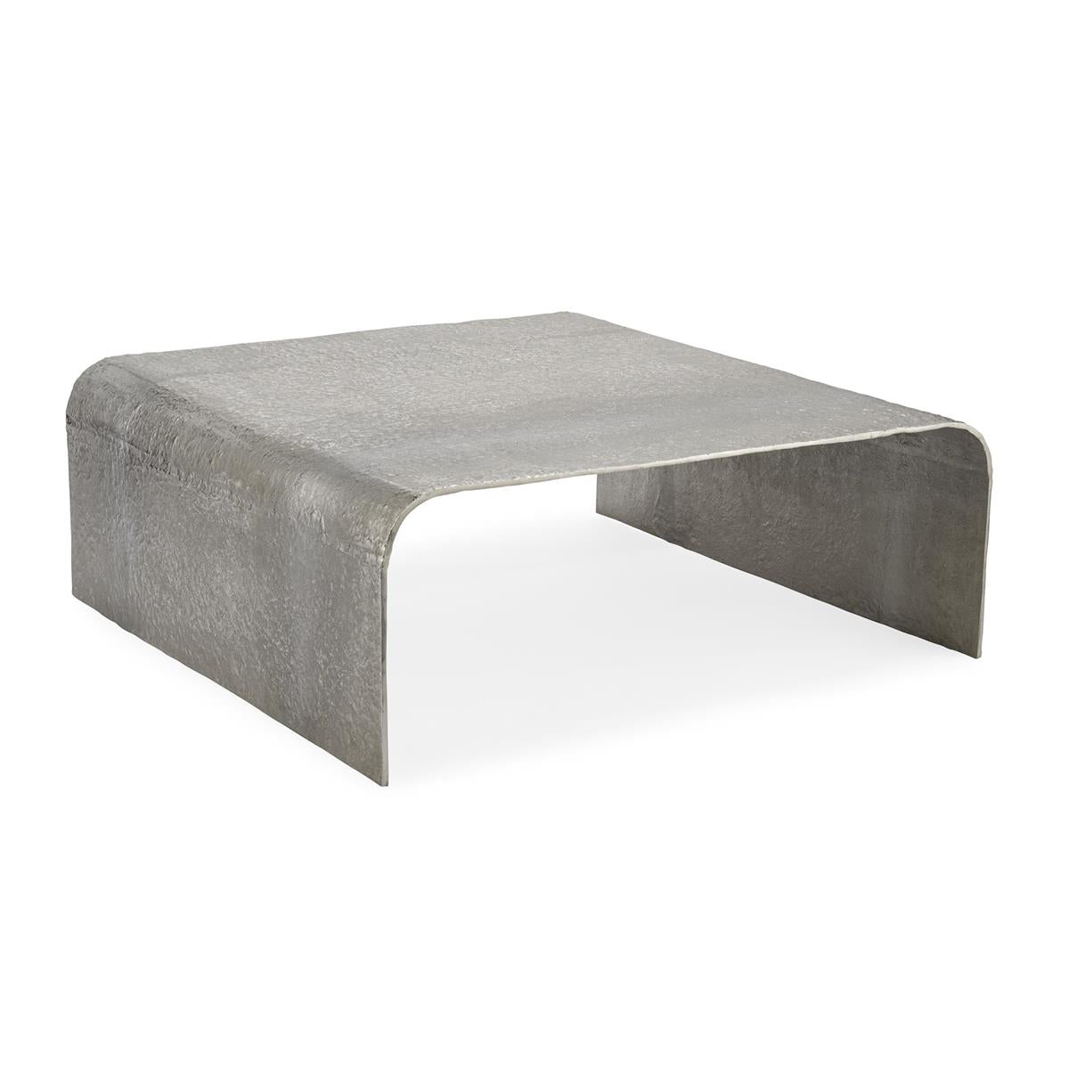 John Richard, Cocktail Table In Textured Nickel