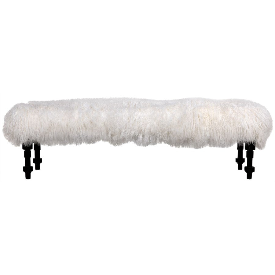 Noir, Coco Bench with Lamb Fur