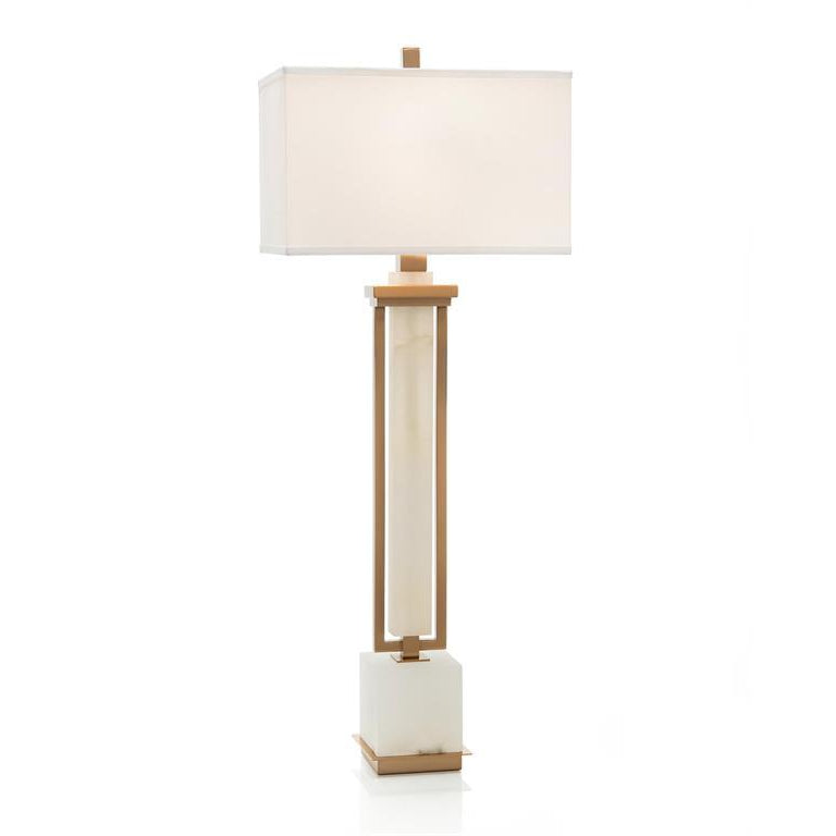 John Richard, Coffee Bronze and White Alabaster Buffet Lamp