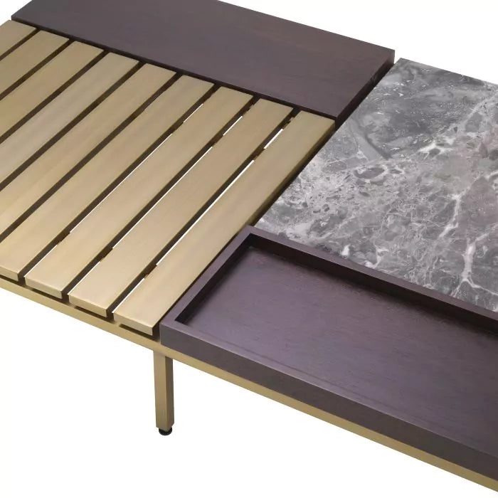 Eichholtz, Coffee Table Forma brushed brass finish grey marble