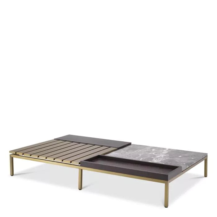 Eichholtz, Coffee Table Forma brushed brass finish grey marble