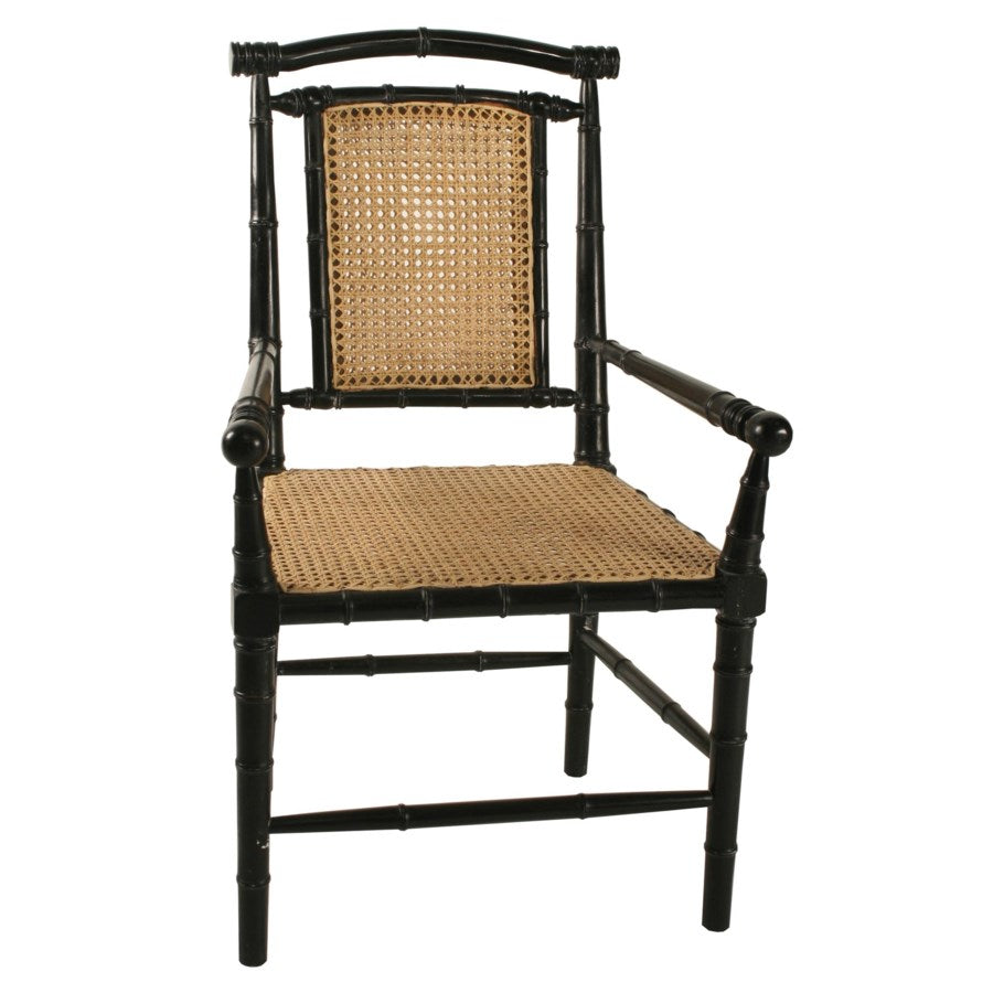 Noir, Colonial Bamboo Arm Chair, Hand Rubbed Black