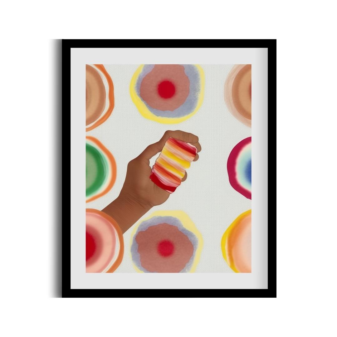 FASart, Colorful Grasp: Abstract Hand Holding Glass - Limited Edition Print