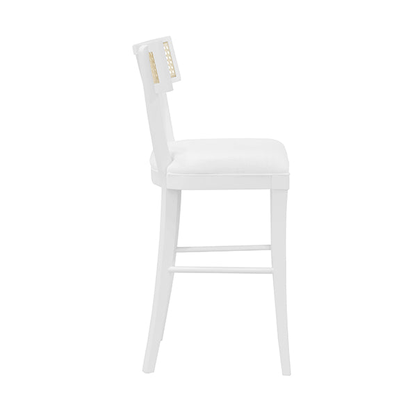 Worlds Away, Klismos Counter Stool W/ Cane Detail In Matte White Lacquer