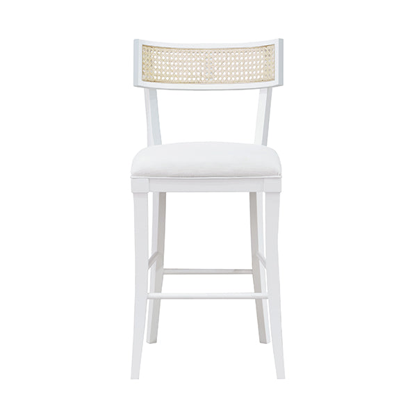 Worlds Away, Klismos Counter Stool W/ Cane Detail In Matte White Lacquer